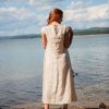 Linen Dress With Pockets Midi Clothing For Women