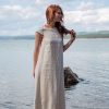 Linen Dress With Pockets Midi Clothing For Women