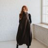 Heavyweight Linen Dress Women Balloon Style With Pockets