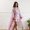 Long Hand Block Print Kimono Robe In Vibrant
