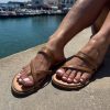 Greek Sandals Brown Leather Summer Shoes Handmade Boho