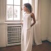 White Linen Dress For Women Minimalist Maxi Pockets