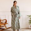 Long Hand Block Print Kimono Robe In Dusky
