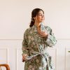 Long Hand Block Print Kimono Robe In Dusky